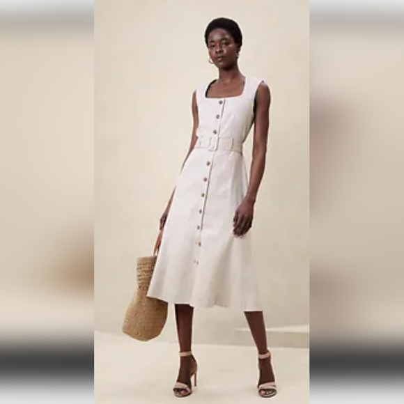 Banana Republic Dresses & Skirts - Banana Republic Cream Sleeveless A-Line Midi Dress